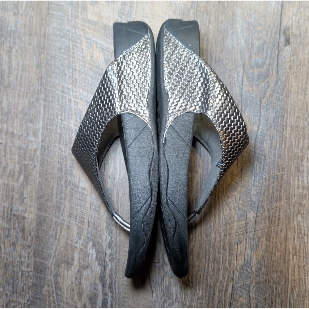 Fitflop Lulu Weave Silver Metallic Thong Flip Flop Toe Post Sandals Womens Sz 8 - Picture 10 of 13